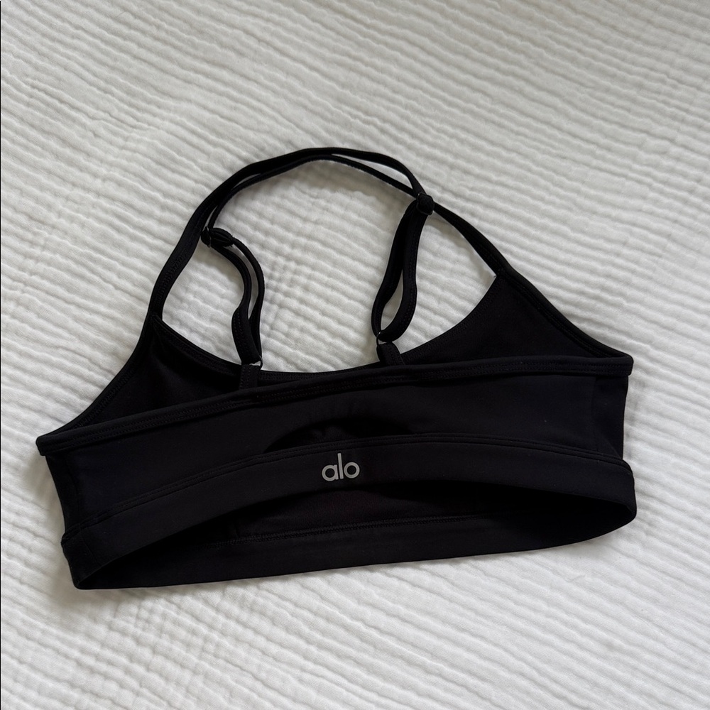 ALO Yoga Black Strappy Back Sports Bra